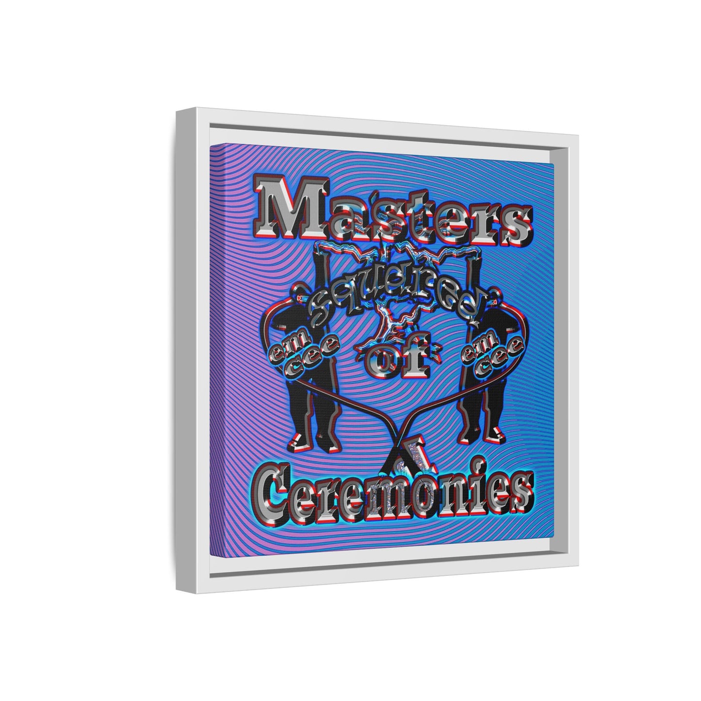 em cee squared - framed canvas art (light blue-purple wave)