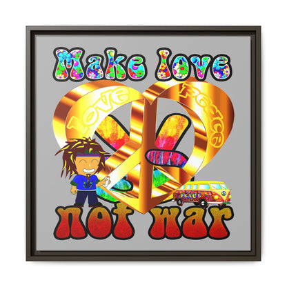 love peace - framed canvas art (light grey)