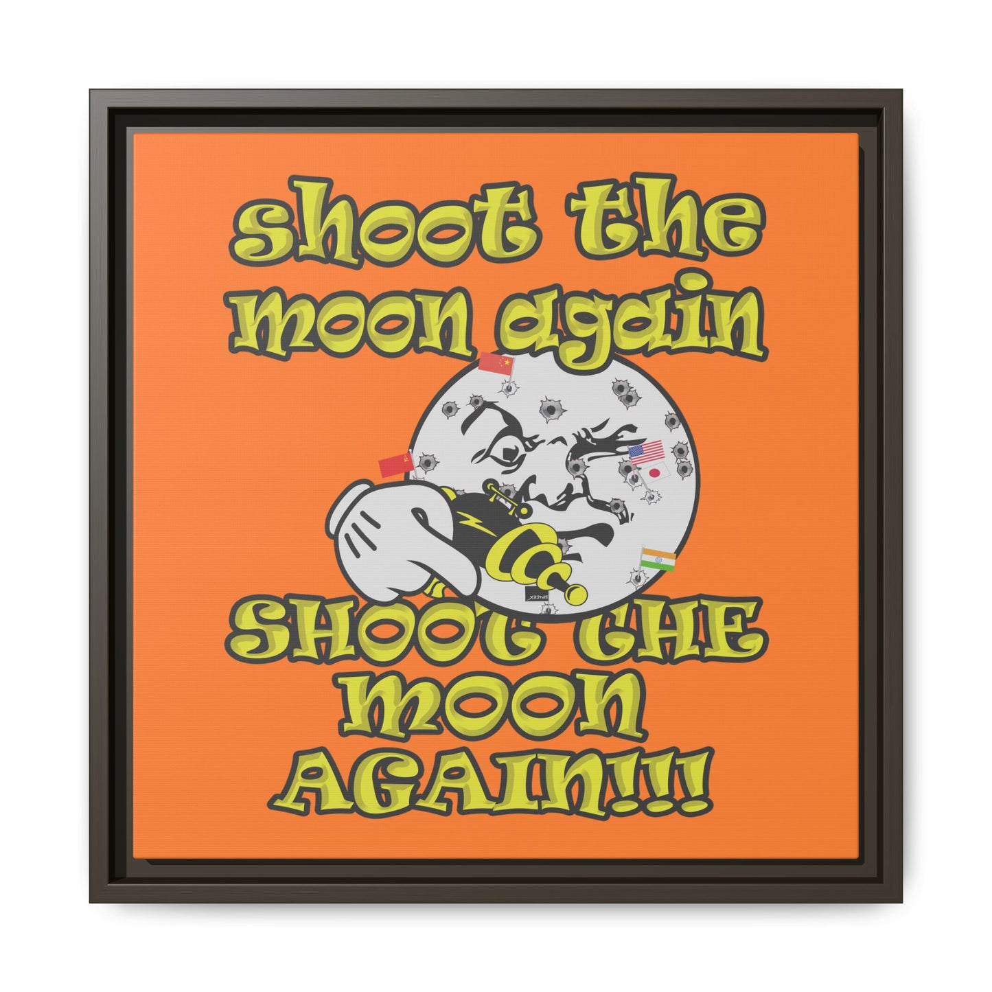 shoot the moon again - framed canvas art (crusta)