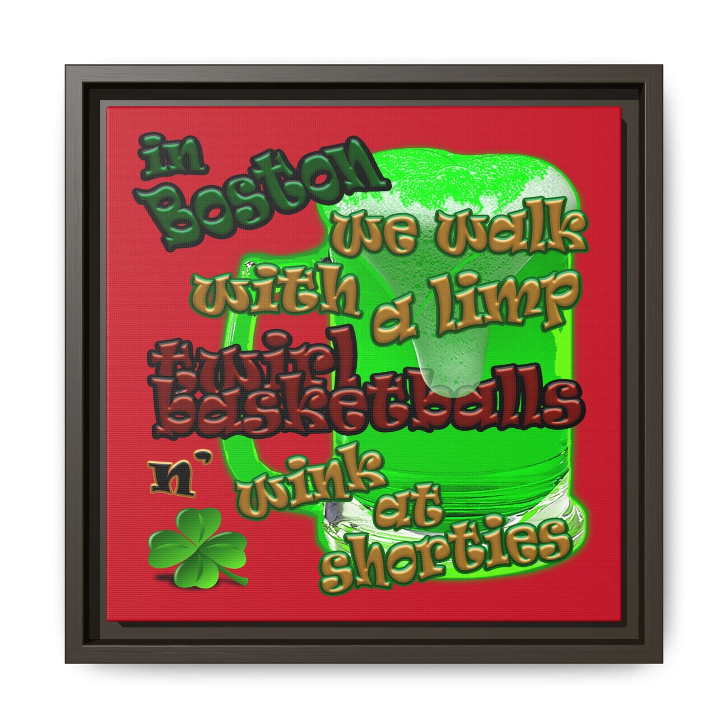 celtics logo - framed canvas art (dark red)