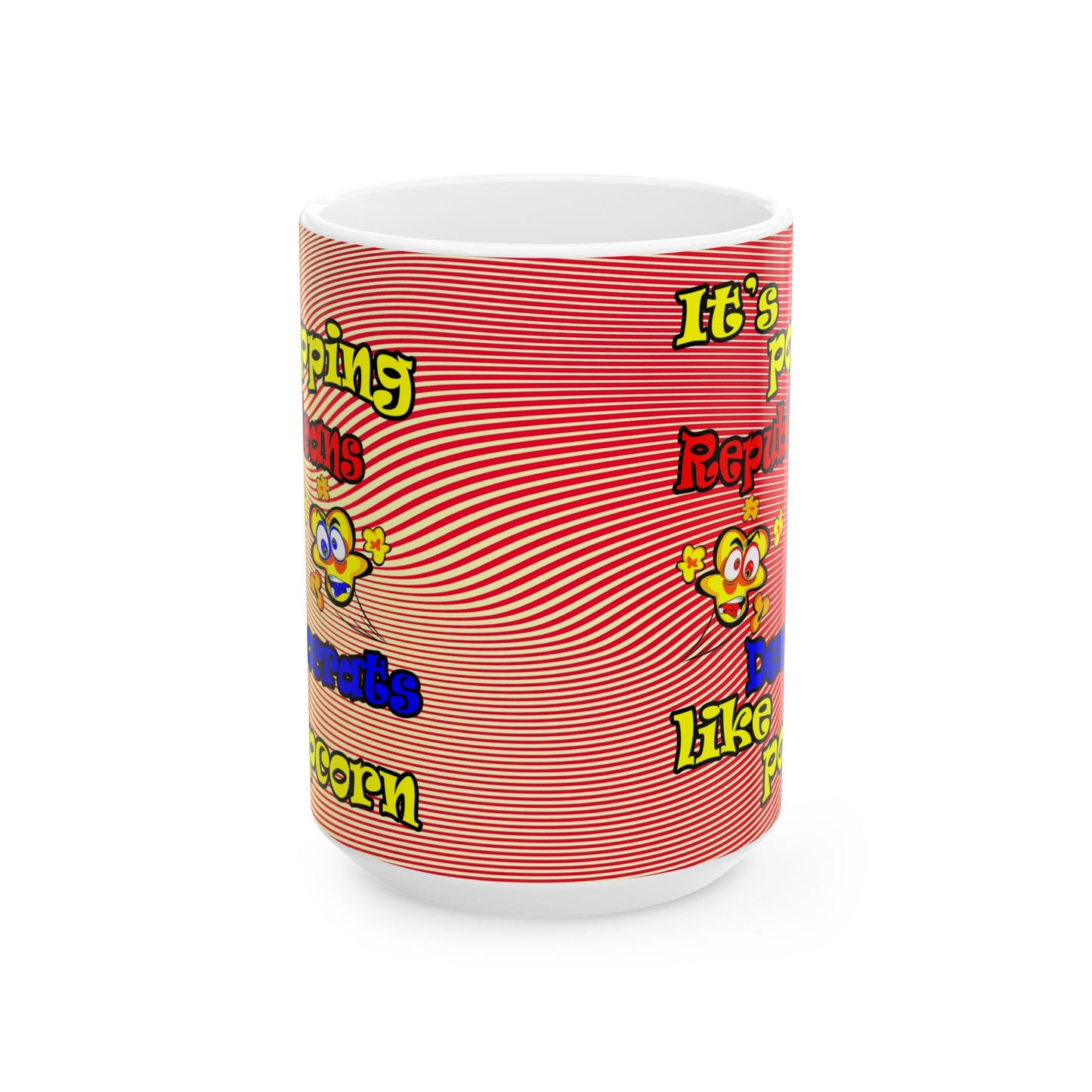 popping like popcorn - White Mug (yellow-orange wave)
