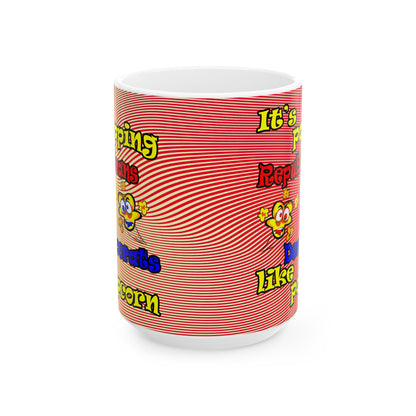 popping like popcorn - White Mug (yellow-orange wave)