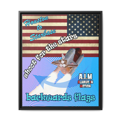 shoot for the stars - framed canvas art (light blue-purple wave)