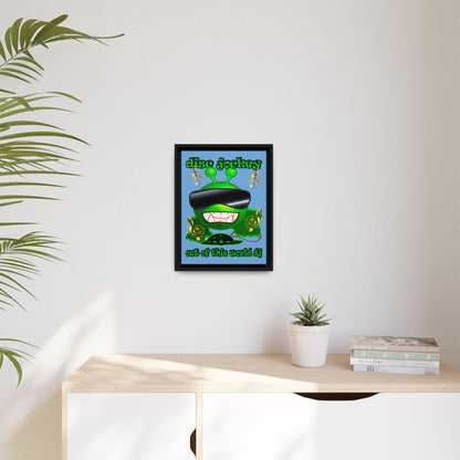 disc jockey - framed canvas art (light blue)