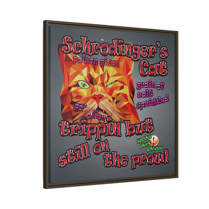 schrodinger's cat - framed canvas art (grey-light grey)