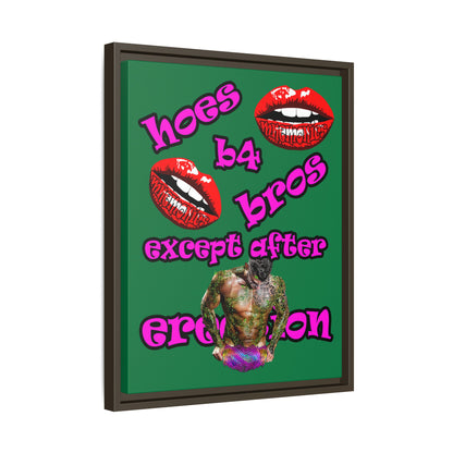 hoes b4 bros - framed canvas art (dark green)