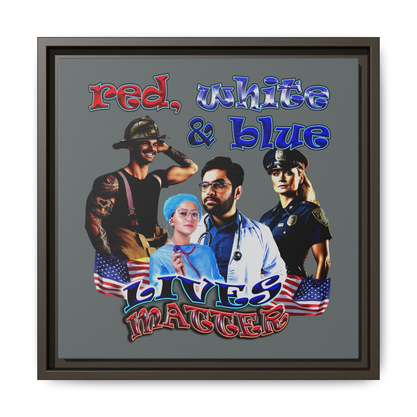 rw&b lives matter - framed canvas art (dark grey)