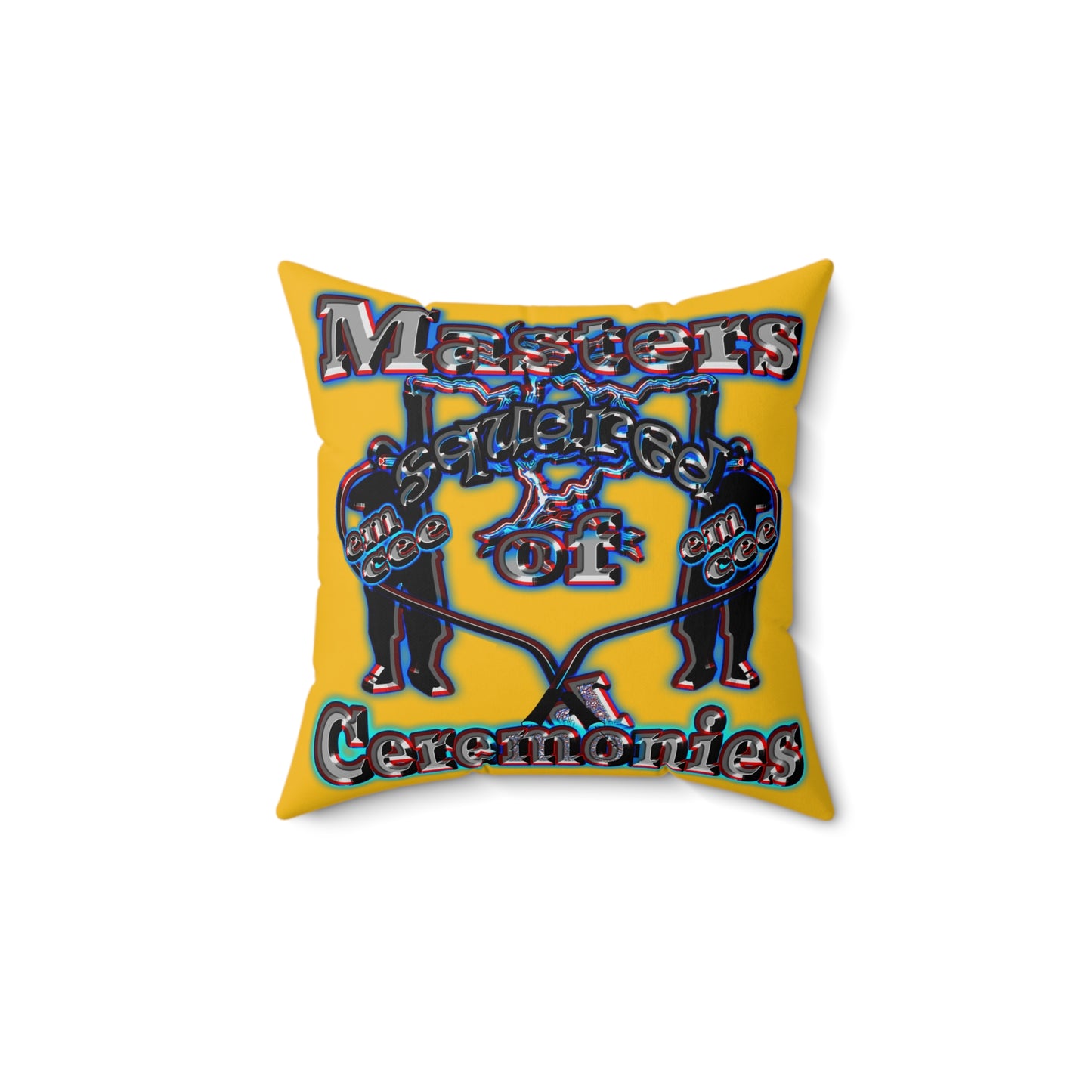 em cee squared - Spun Polyester Square Pillow - (yellow)