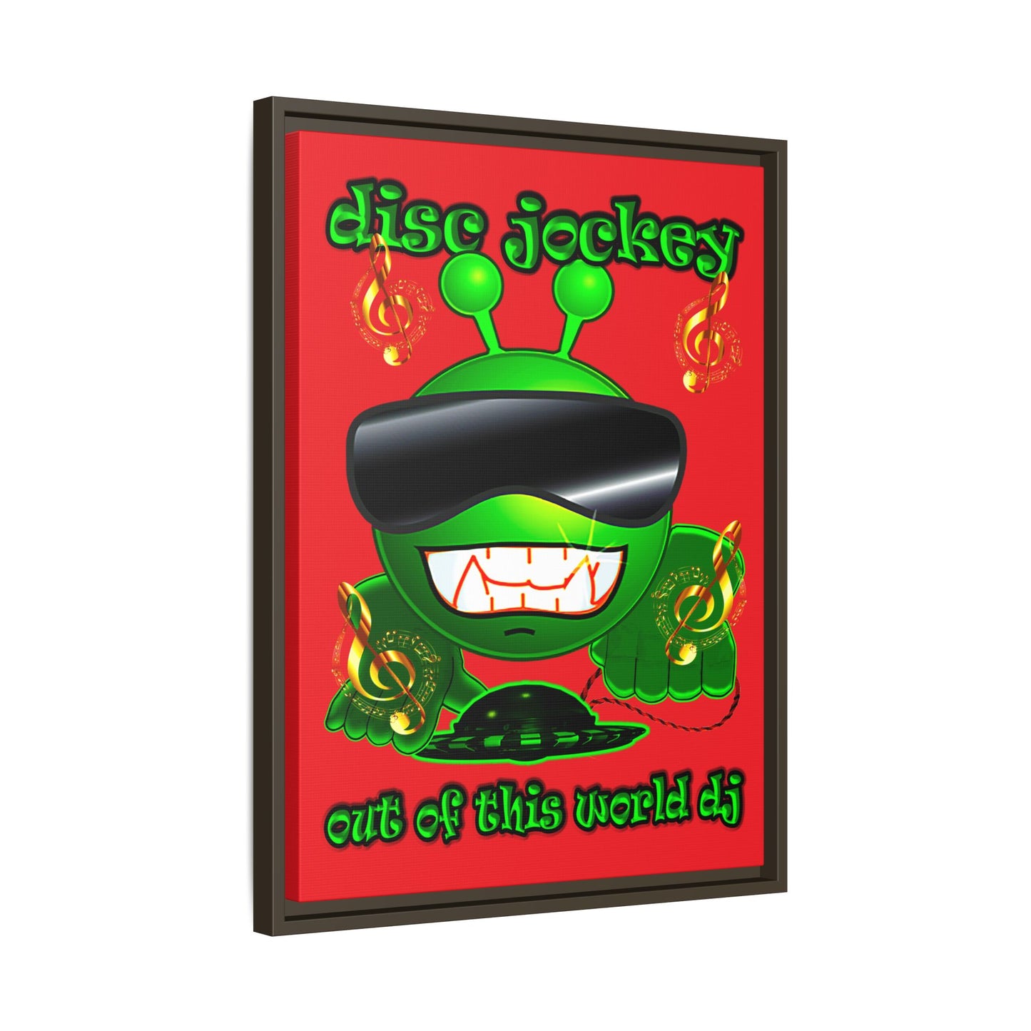disc jockey - framed canvas art (red)