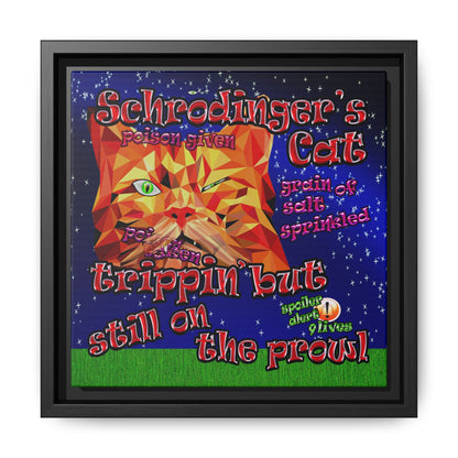 schrodinger's cat - framed canvas art ('snoops' background)