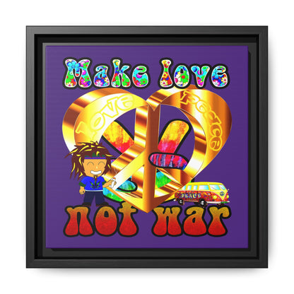 love peace - framed canvas art (purple)