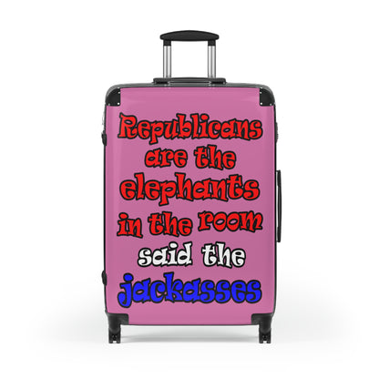 donkeys and elephants - Suitcase (light pink)