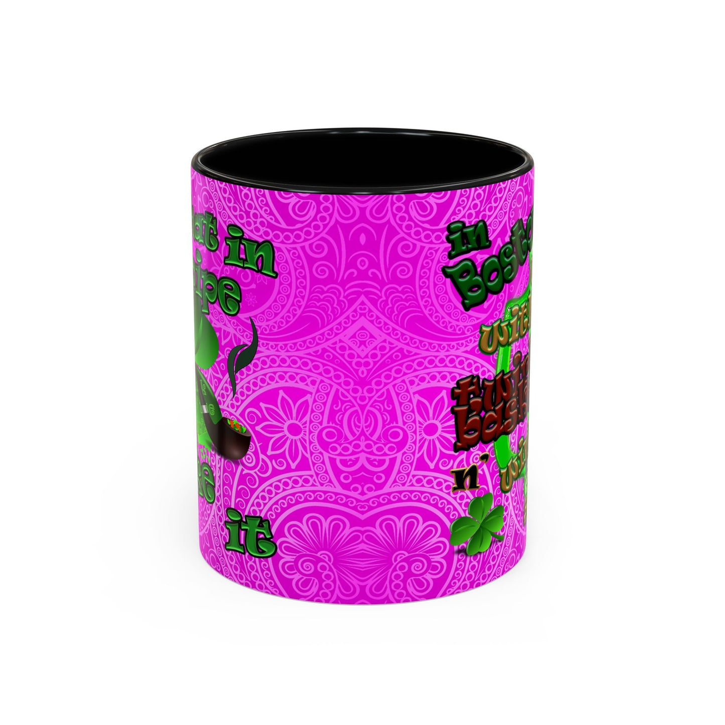 celtics logo - Accent Mug (pink swirl)