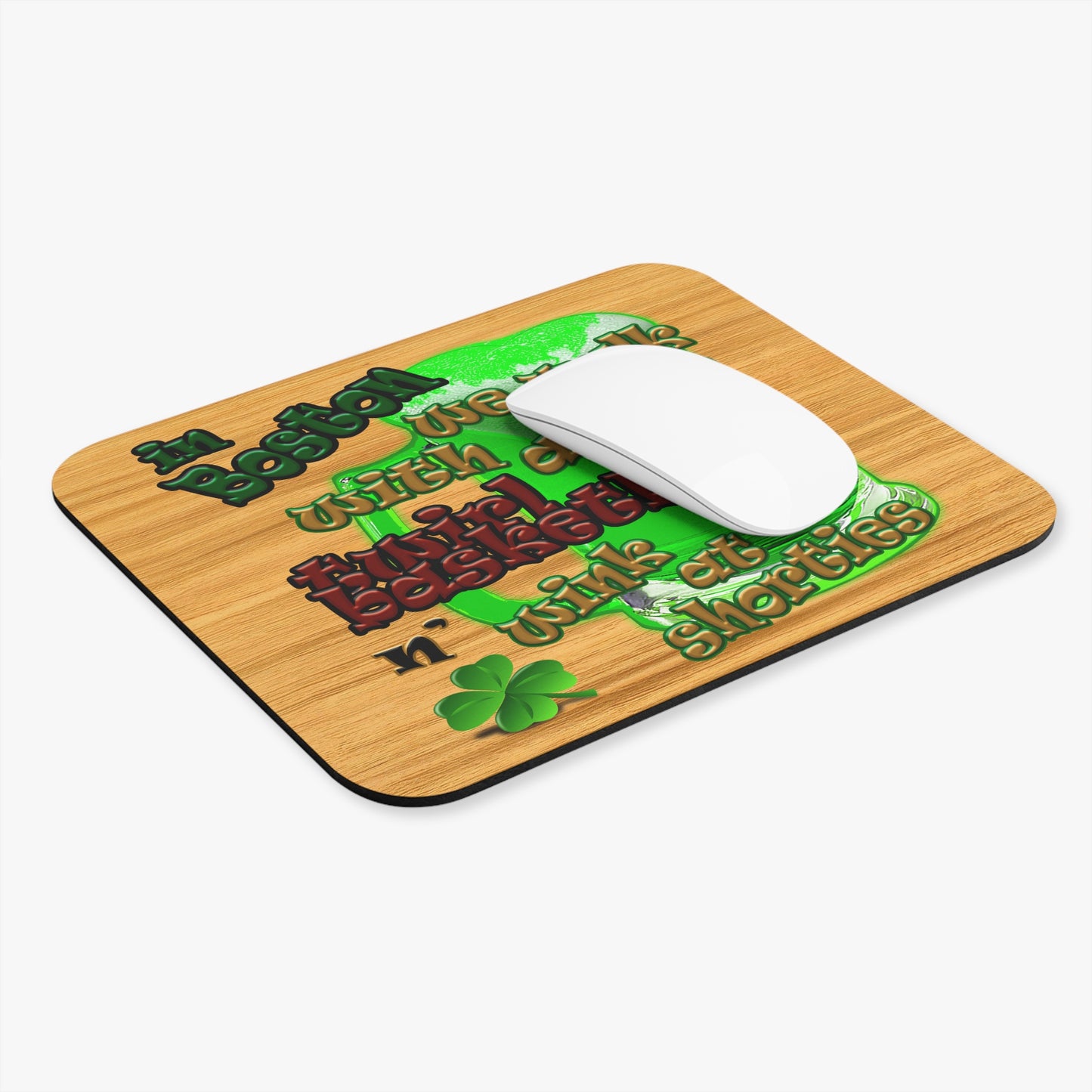 celtics logo - Mouse Pad (Rectangle) (butterscotch wood finish)