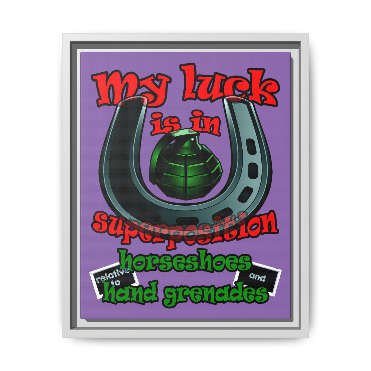 my luck - framed canvas art (light purple)
