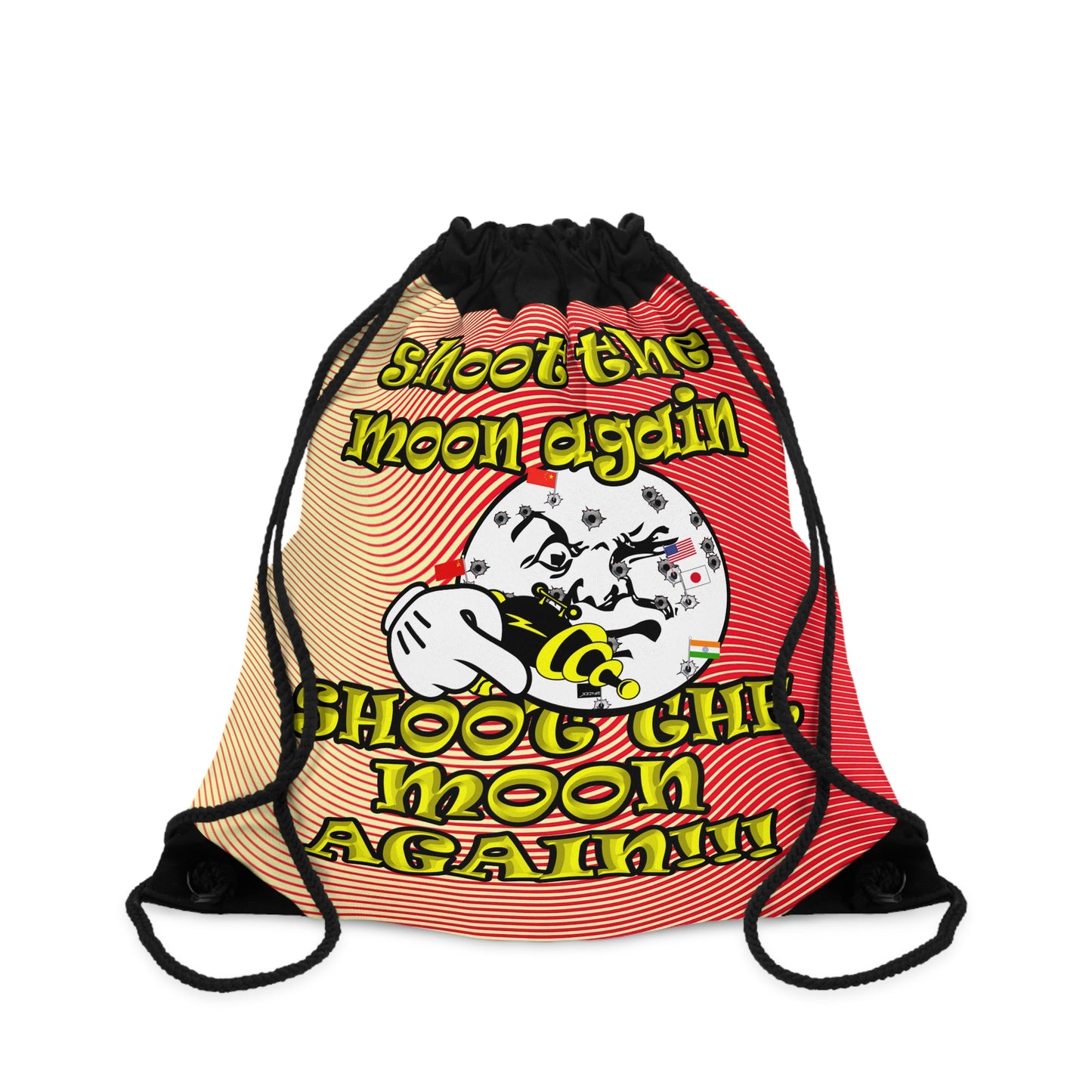 shoot the moon again - Drawstring Bag (yellow-orange wave)
