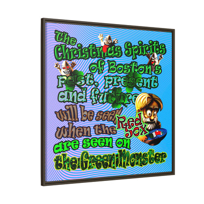 christmas spirits of boston - framed canvas art (light blue-purple wave)