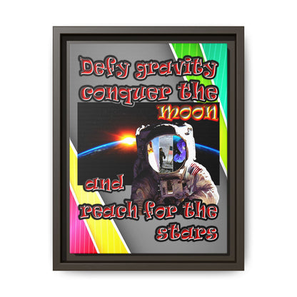 defy conquer reach - framed canvas art (rainbow split)