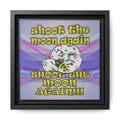 shoot the moon again - framed canvas art (light blue-pink wave)