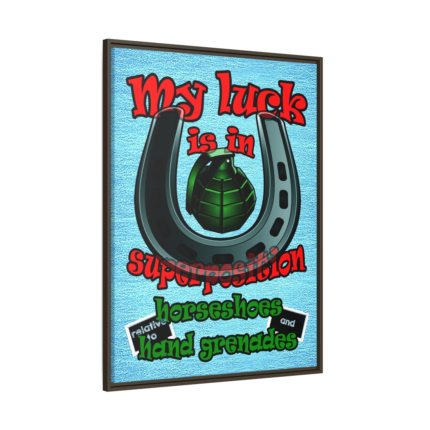 my luck - framed canvas art (faded blue)