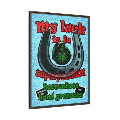 my luck - framed canvas art (faded blue)