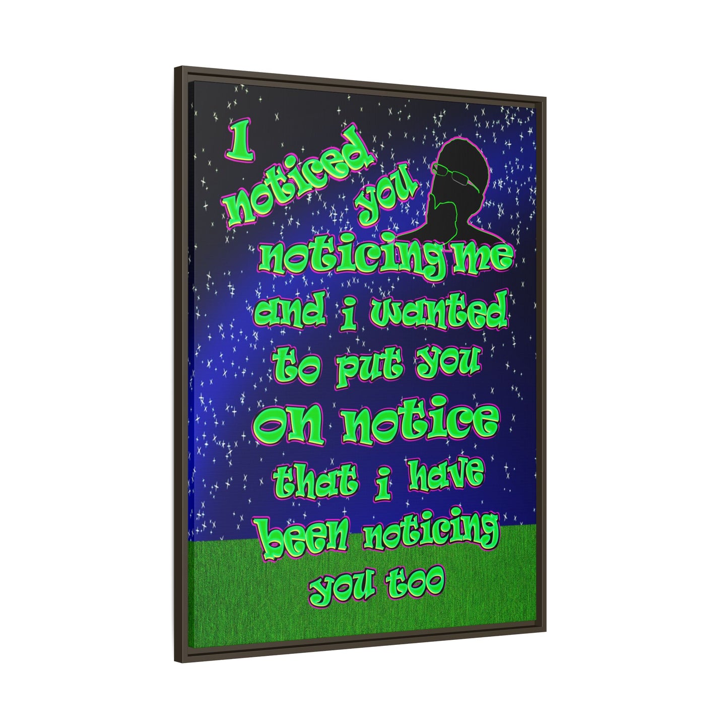 noticed you noticing - framed canvas art ('snoops' background)