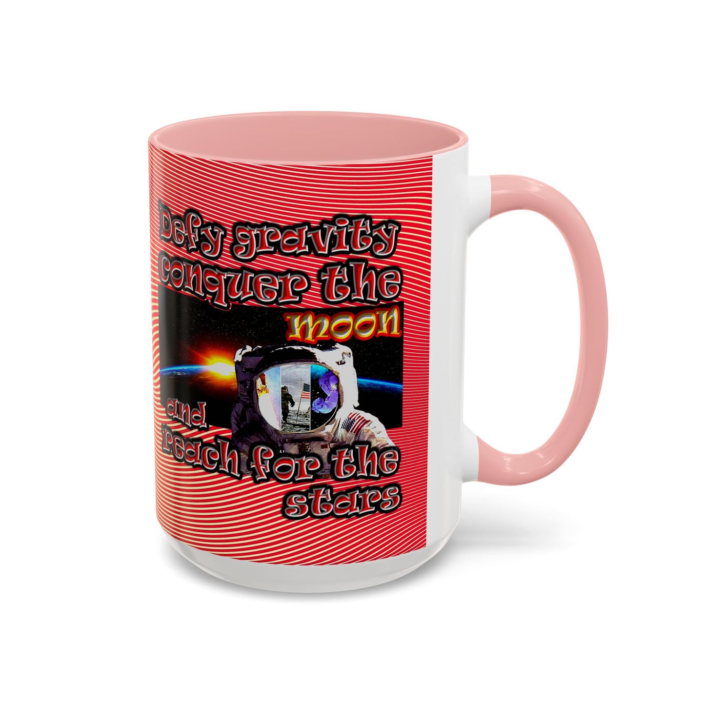 defy conquer reach - Accent Mug (yellow-orange wave)