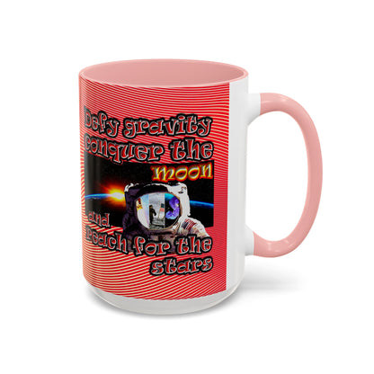 defy conquer reach - Accent Mug (yellow-orange wave)