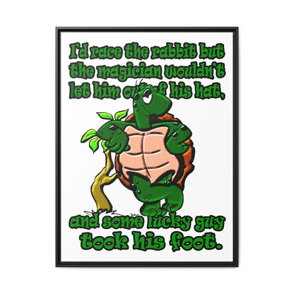 turtle race - framed canvas art (white)