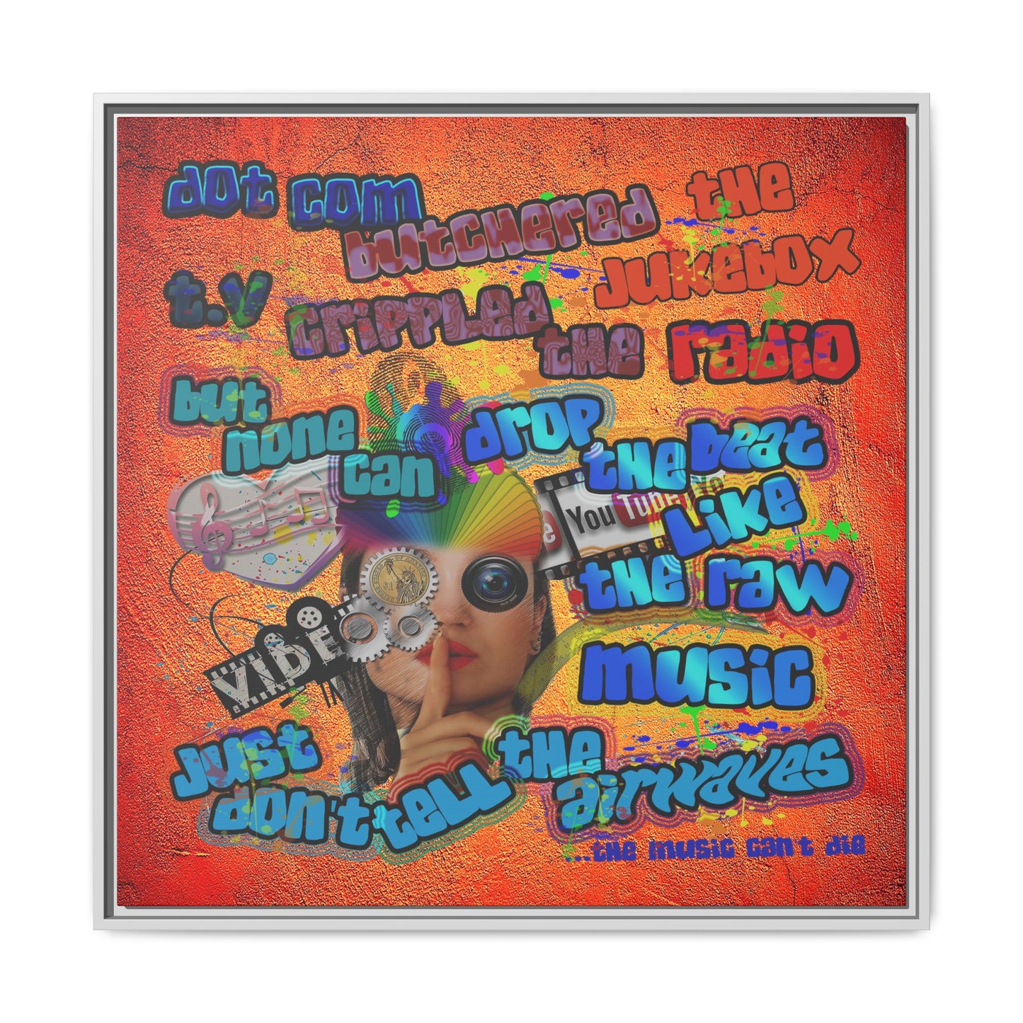 drop the beat - framed canvas art (burnt orange)