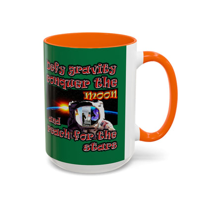 defy conquer reach - Accent Mug (dark green)