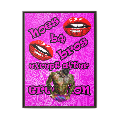 hoes b4 bros - framed canvas art (pink swirl)