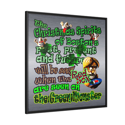 christmas spirits of boston - framed canvas art (brushed nickel)