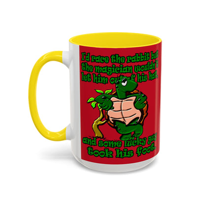turtle race - Accent Mug (dark red)