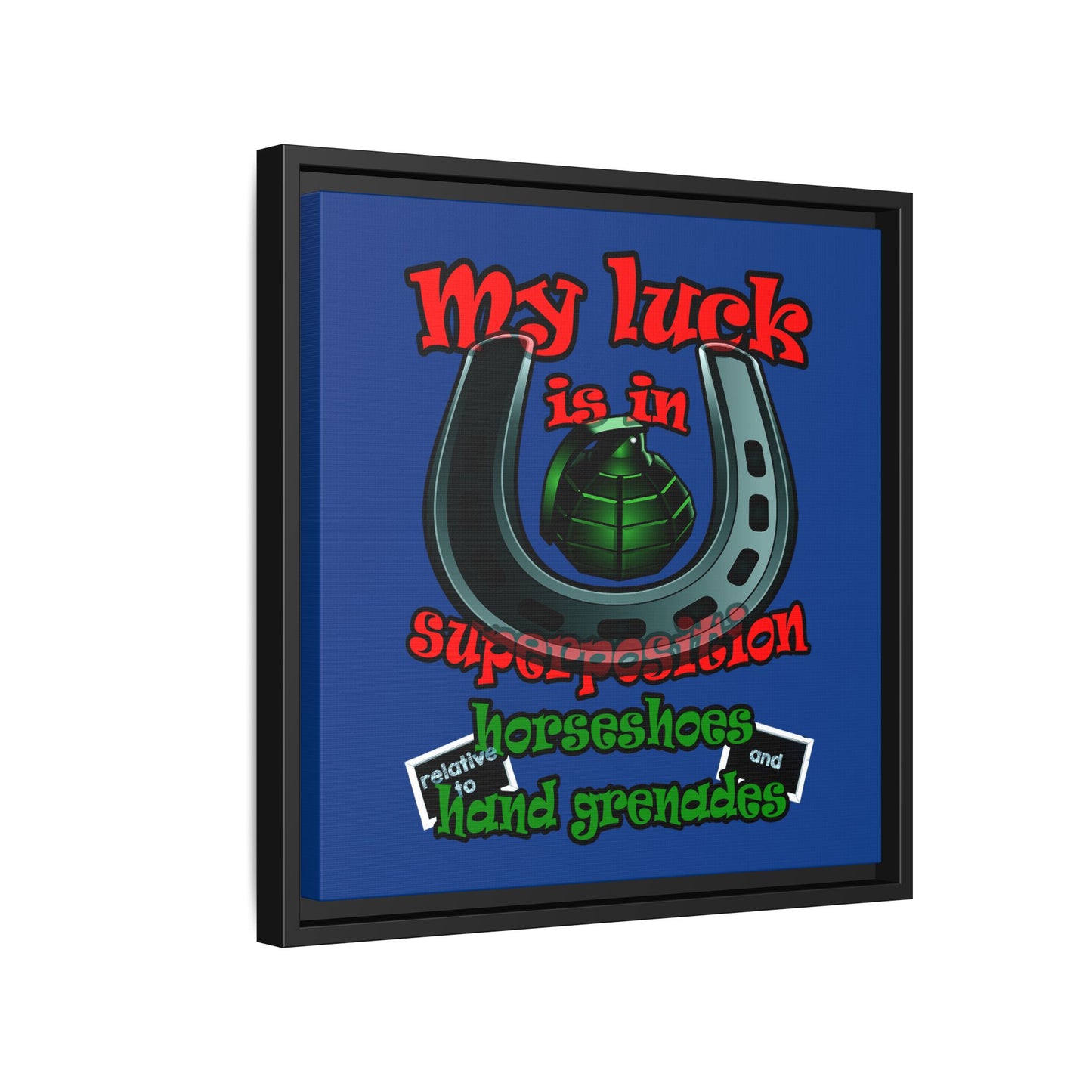 my luck - framed canvas art (dark blue)
