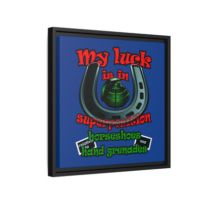 my luck - framed canvas art (dark blue)