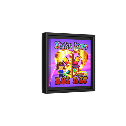 love peace - framed canvas art (purple-pink wave)