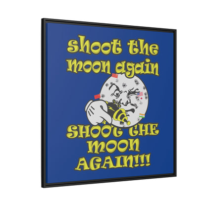 shoot the moon again - framed canvas art (dark blue)