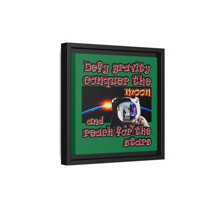 defy conquer reach - framed canvas art (dark green)