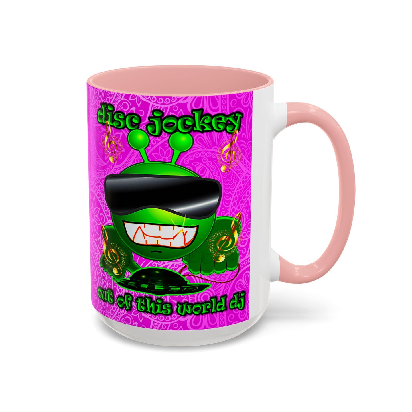 disc jockey - Accent Mug (pink swirl)