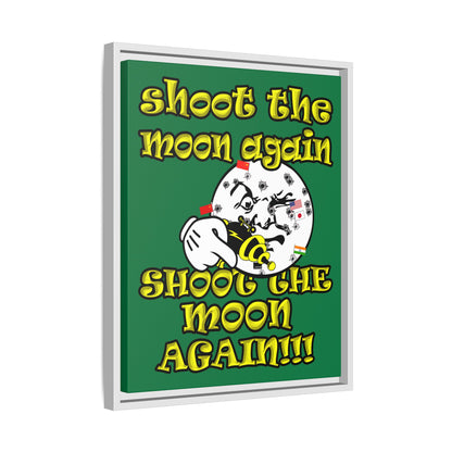 shoot the moon again - framed canvas art (dark green)