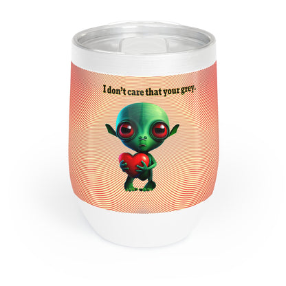 I don't care that your grey - Chill Wine Tumbler (yellow-orange wave)
