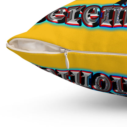 em cee squared - Spun Polyester Square Pillow - (yellow)