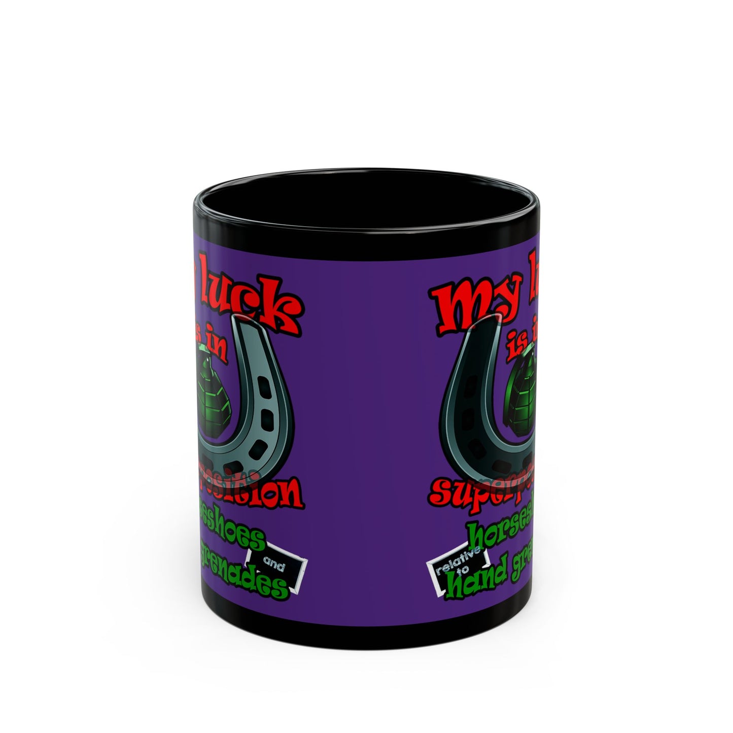 my luck - Black Mug (purple)
