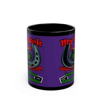 my luck - Black Mug (purple)