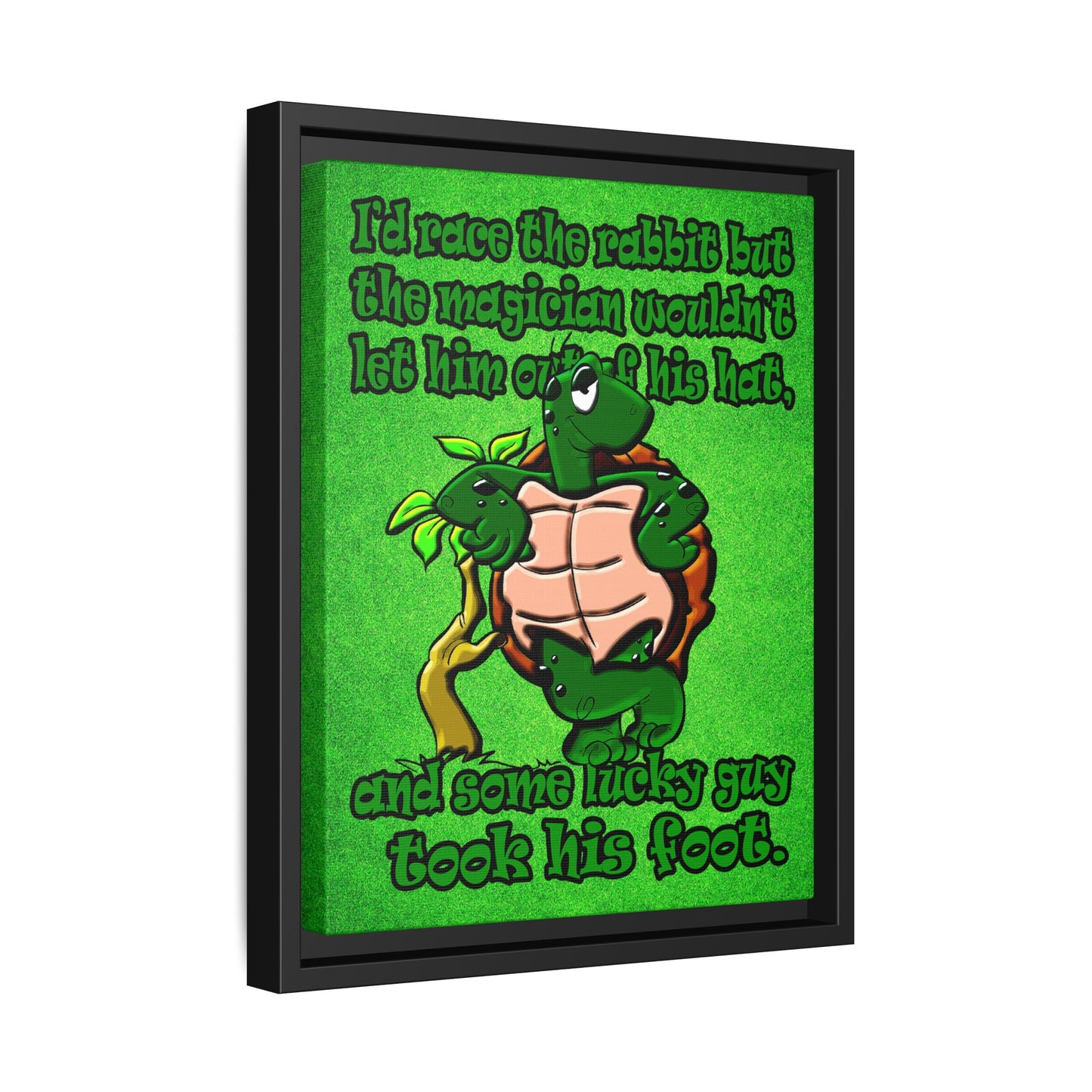 turtle race - framed canvas art (green turf)