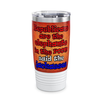 donkeys and elephants - Ringneck Tumbler, 20oz (burnt orange)