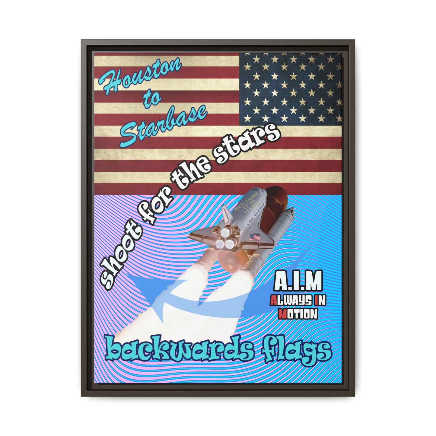 shoot for the stars - framed canvas art (light blue-purple wave)