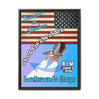 shoot for the stars - framed canvas art (light blue-purple wave)