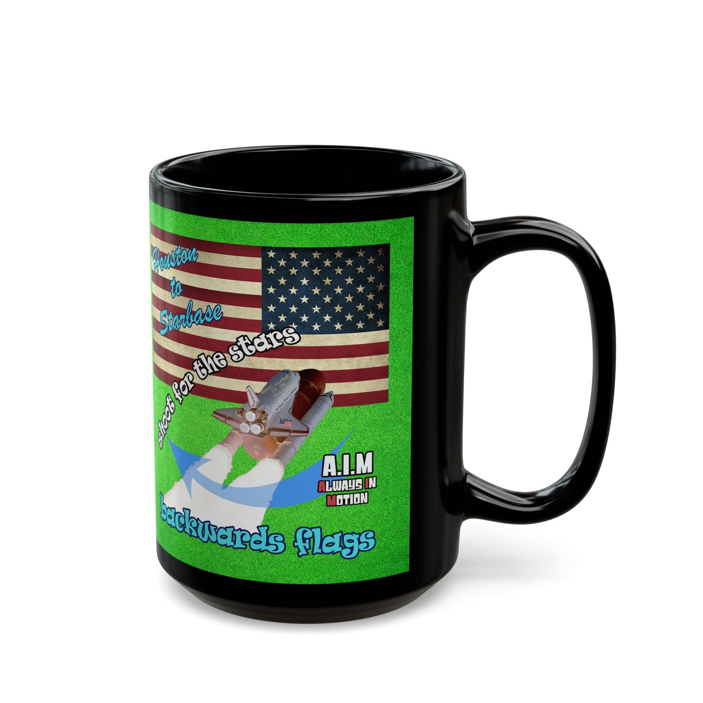 shoot for the stars - Black Mug (green turf)